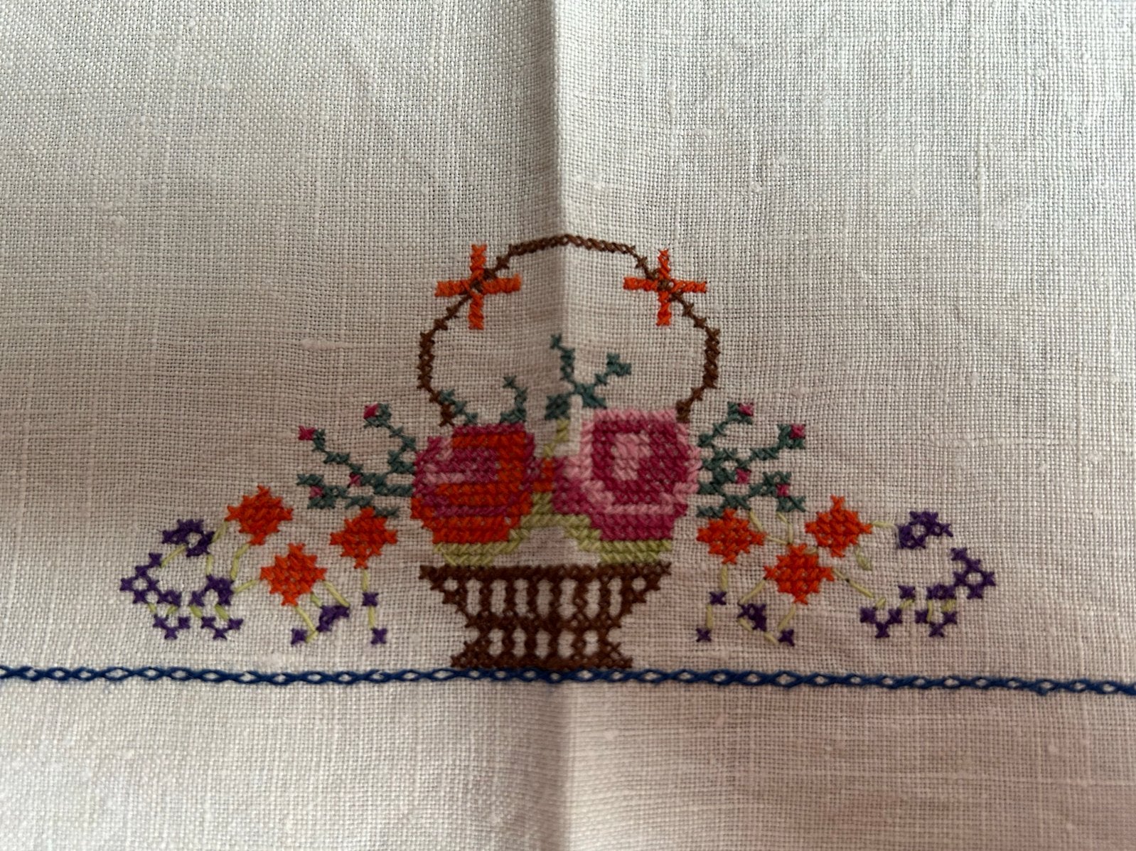 Antiek geborduurd lapje met bloemenpatroon, Antiek en Kunst, Ophalen of Verzenden