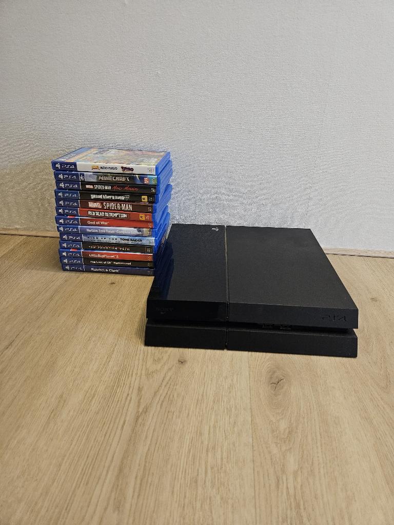 PS4 Fat 500GB + 2 Controllers + 14 Top PS4Games, Ophalen, Met 2 controllers, Original, 500 GB