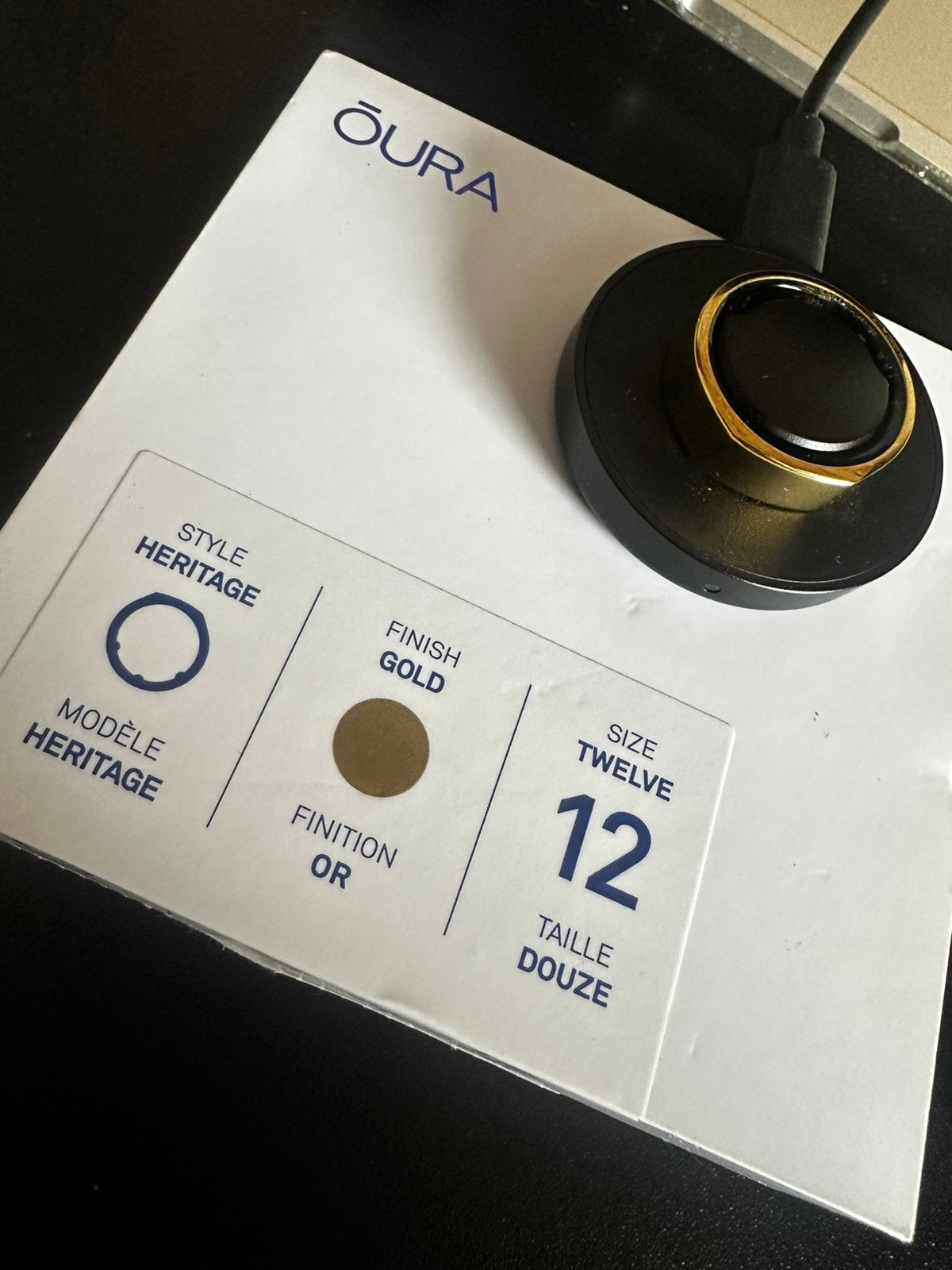Oura Ring Gold Gen3 Maat 12 Heritage, Ophalen, Zwart, IOS, Zo goed als nieuw