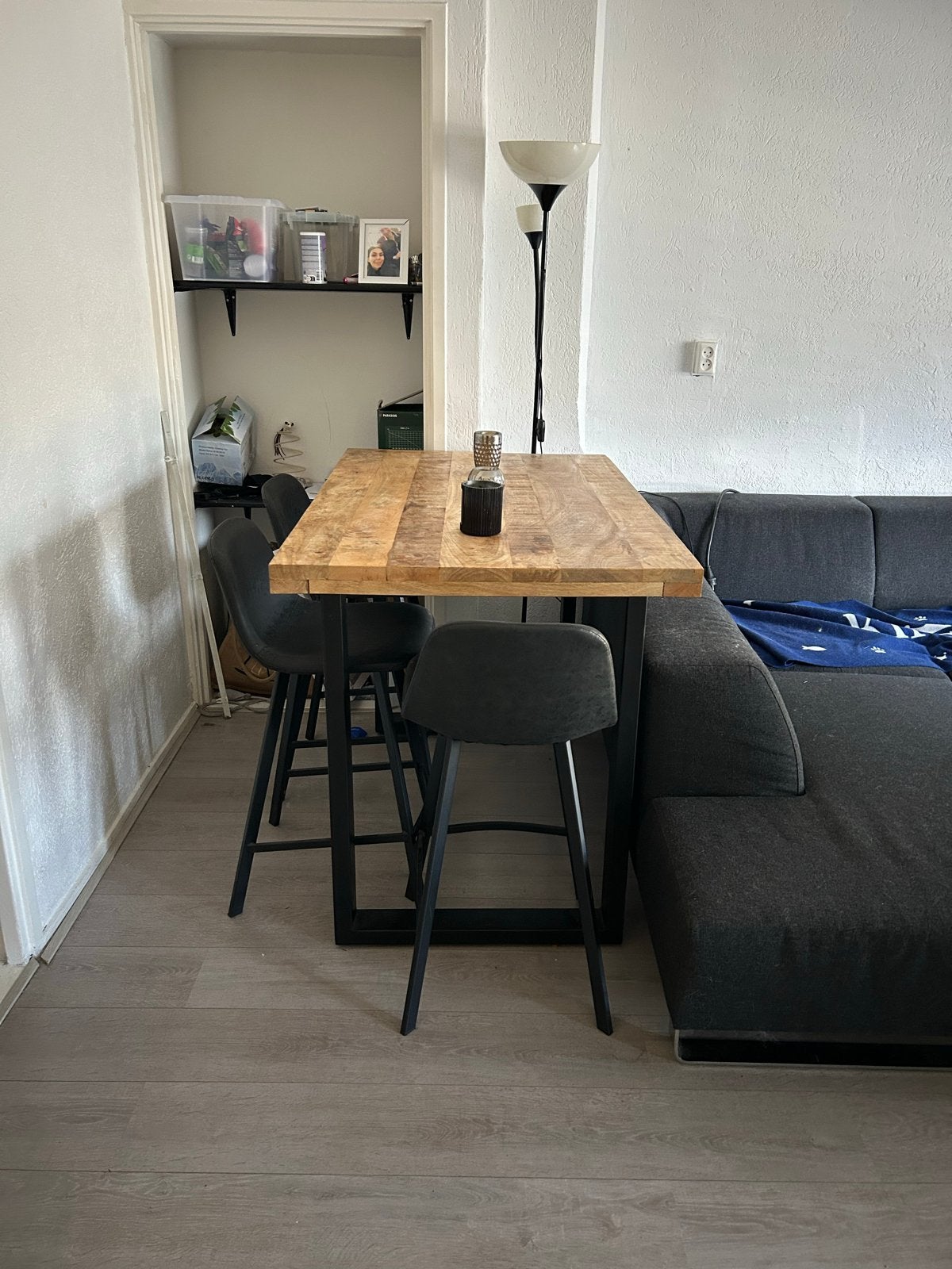 Tafel 130x80 hoogte 90 met 4 stoelen, Gebruikt, 100 tot 150 cm, Vier personen, Rechthoekig