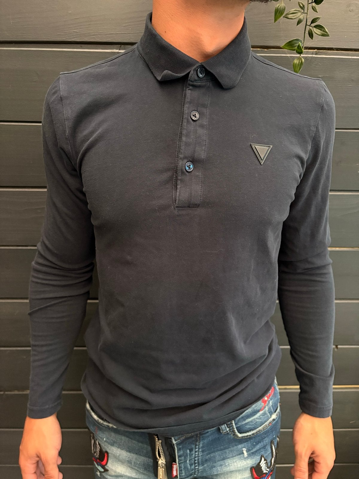 Purewhite polo lange mouw - Maat S, Kleding | Heren, Polo's, Ophalen of Verzenden, Zo goed als nieuw, Maat 46 (S) of kleiner, Zwart