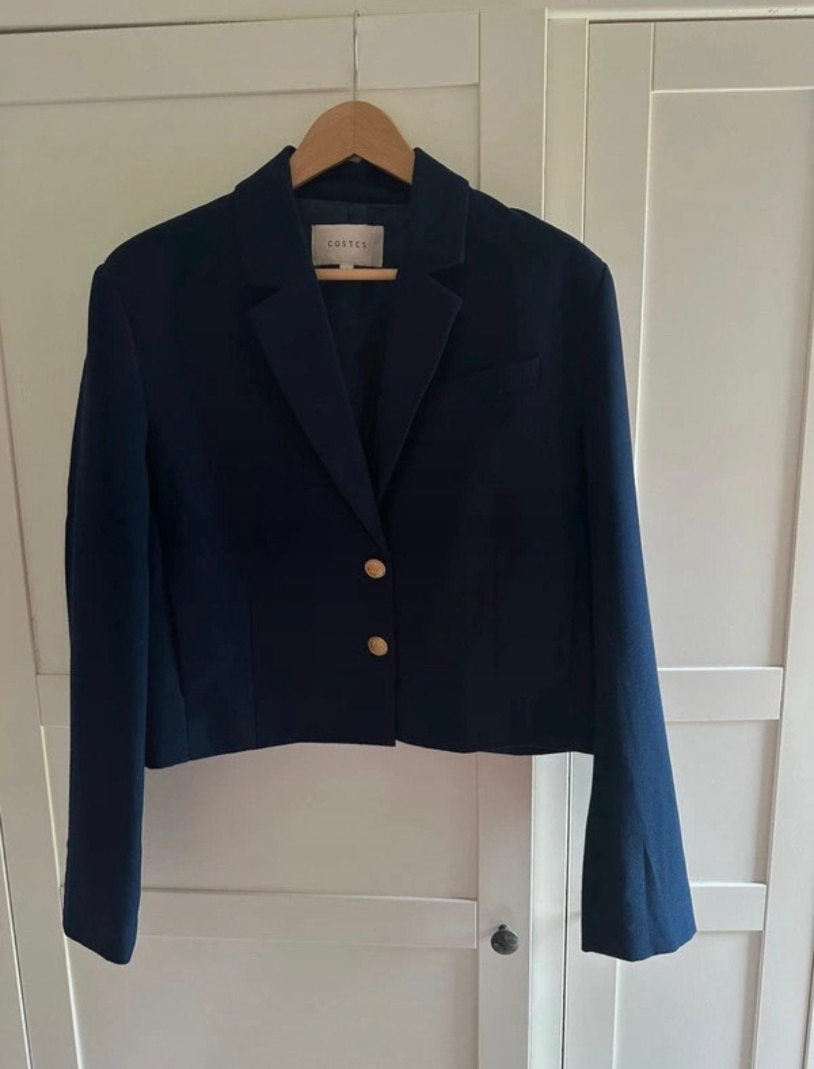 Donkerblauwe korte blazer met gouden knopen maat L - Costes, Blauw, Maat 42/44 (L), Ophalen of Verzenden, Zo goed als nieuw