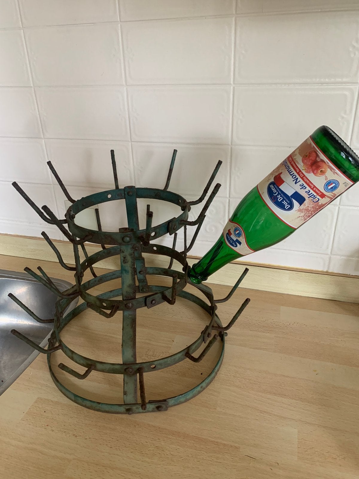 Frans brocante flessenrek/ flessendruiprek  45 euro, Ophalen of Verzenden, Zo goed als nieuw