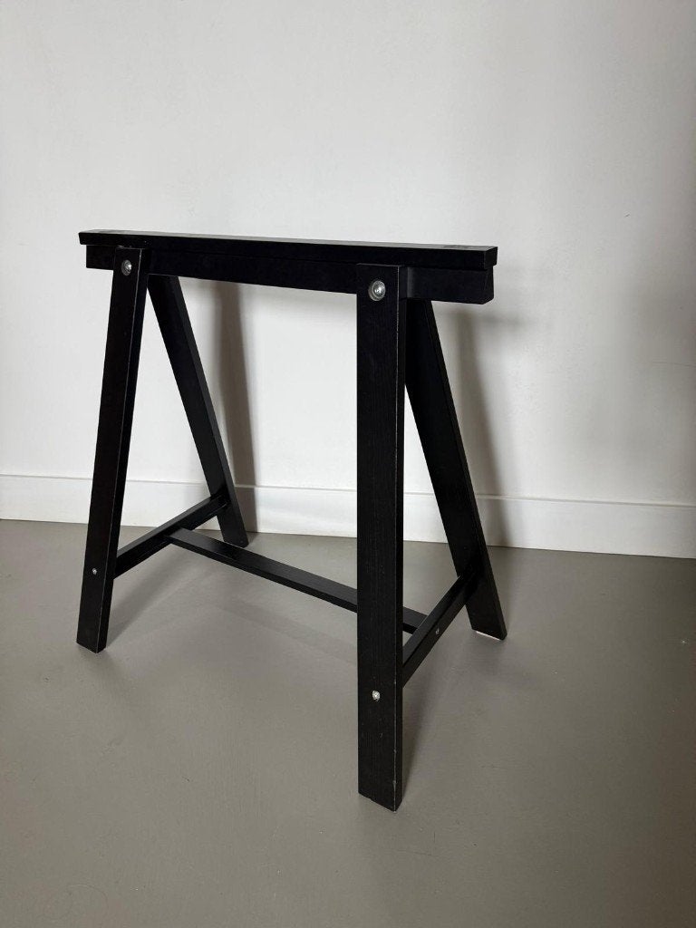4x zwarte Ikea schragen voor bureau of tafel (incl blad), Hout, Zo goed als nieuw, IKEA, Ophalen