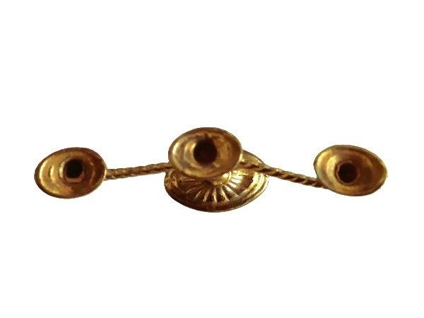 Vintage messing miniatuur Kandelaar – 3-Armig met gedraaide, Ophalen of Verzenden