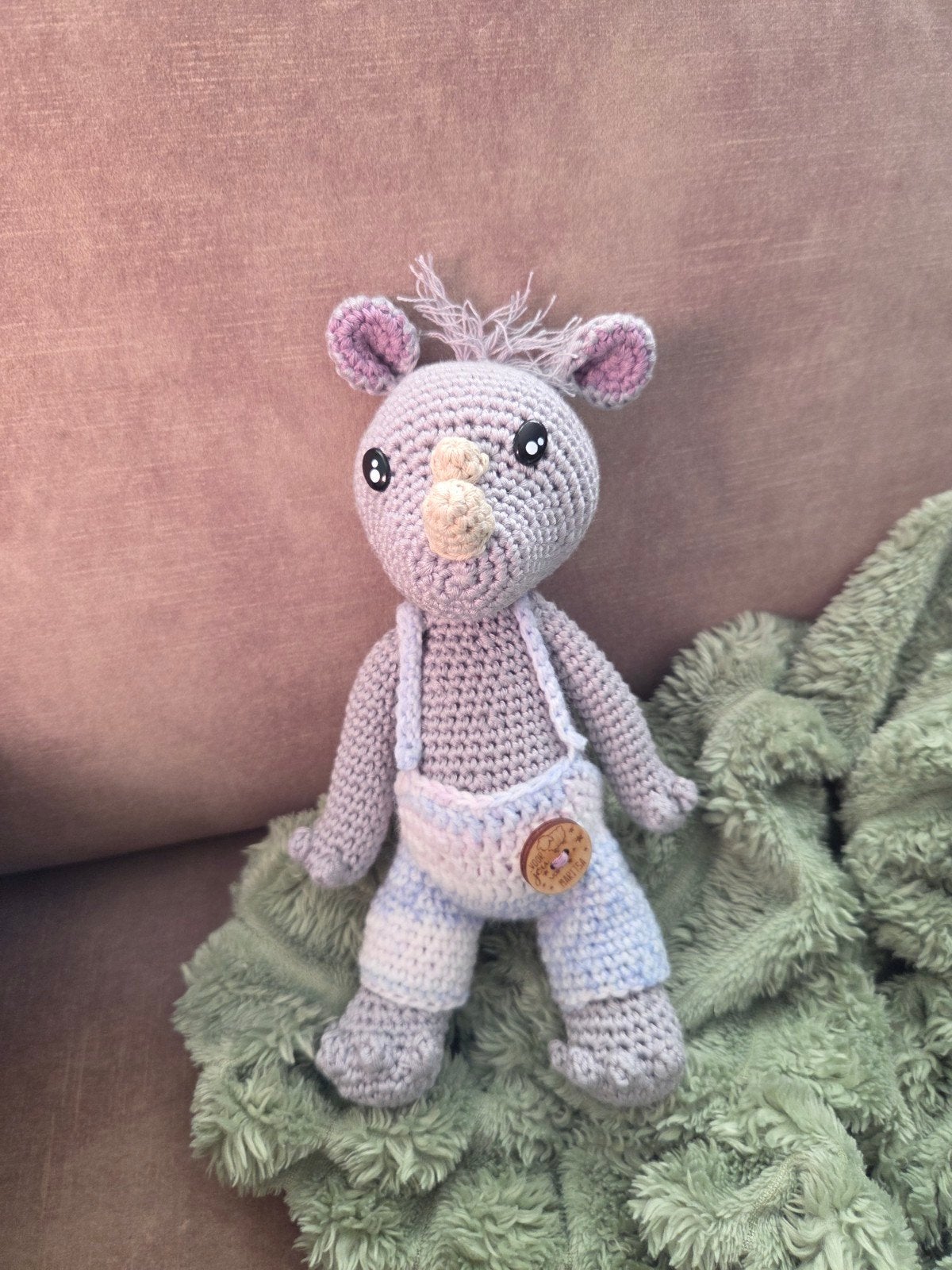 Gehaakte knuffel neushoorn 15-20cm, Overige merken, Overige typen, Grijs, Nieuw