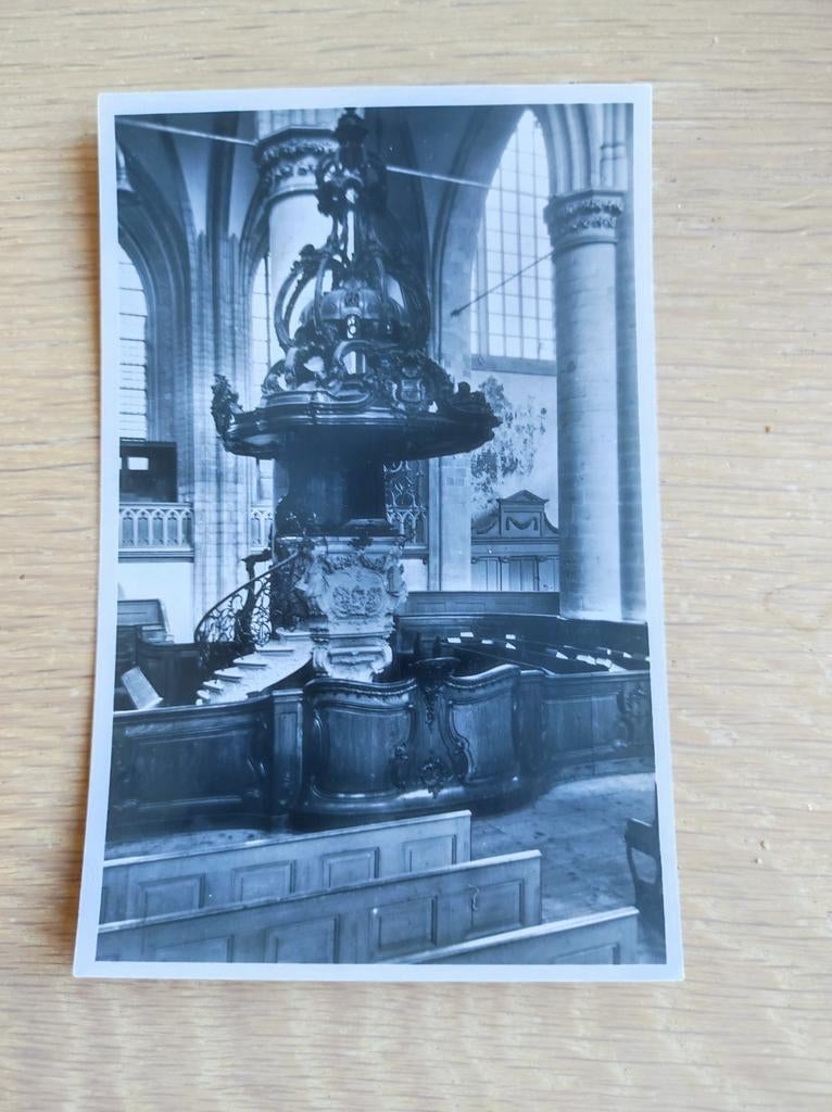 Oude foto Dordrecht Grote Kerk Preekstoel, Verzamelen, Ansichtkaarten | Nederland, Ophalen of Verzenden, 1920 tot 1940, Ongelopen