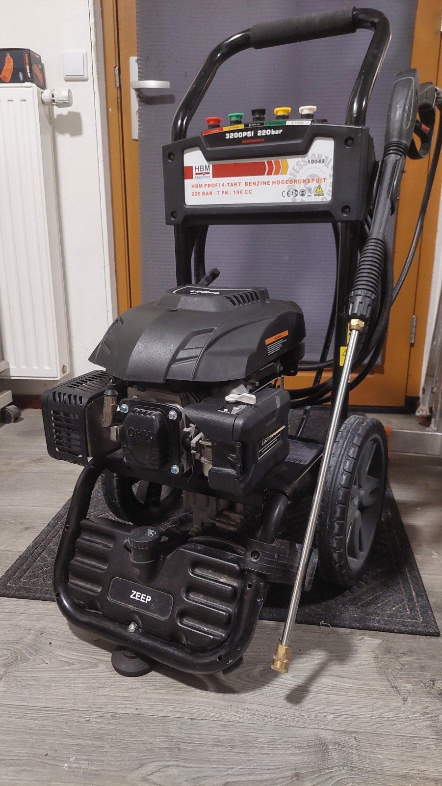 HBM PROFI 4-TAKT benzine hogedrukreiniger 220 BAR, Ophalen, Zo goed als nieuw, Benzine, HBM Machines