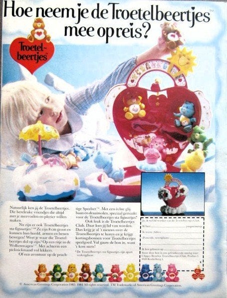 Vintage advertentie Troetelbeertjes 1985 Troetel-beertjes, Ophalen of Verzenden, Overige typen