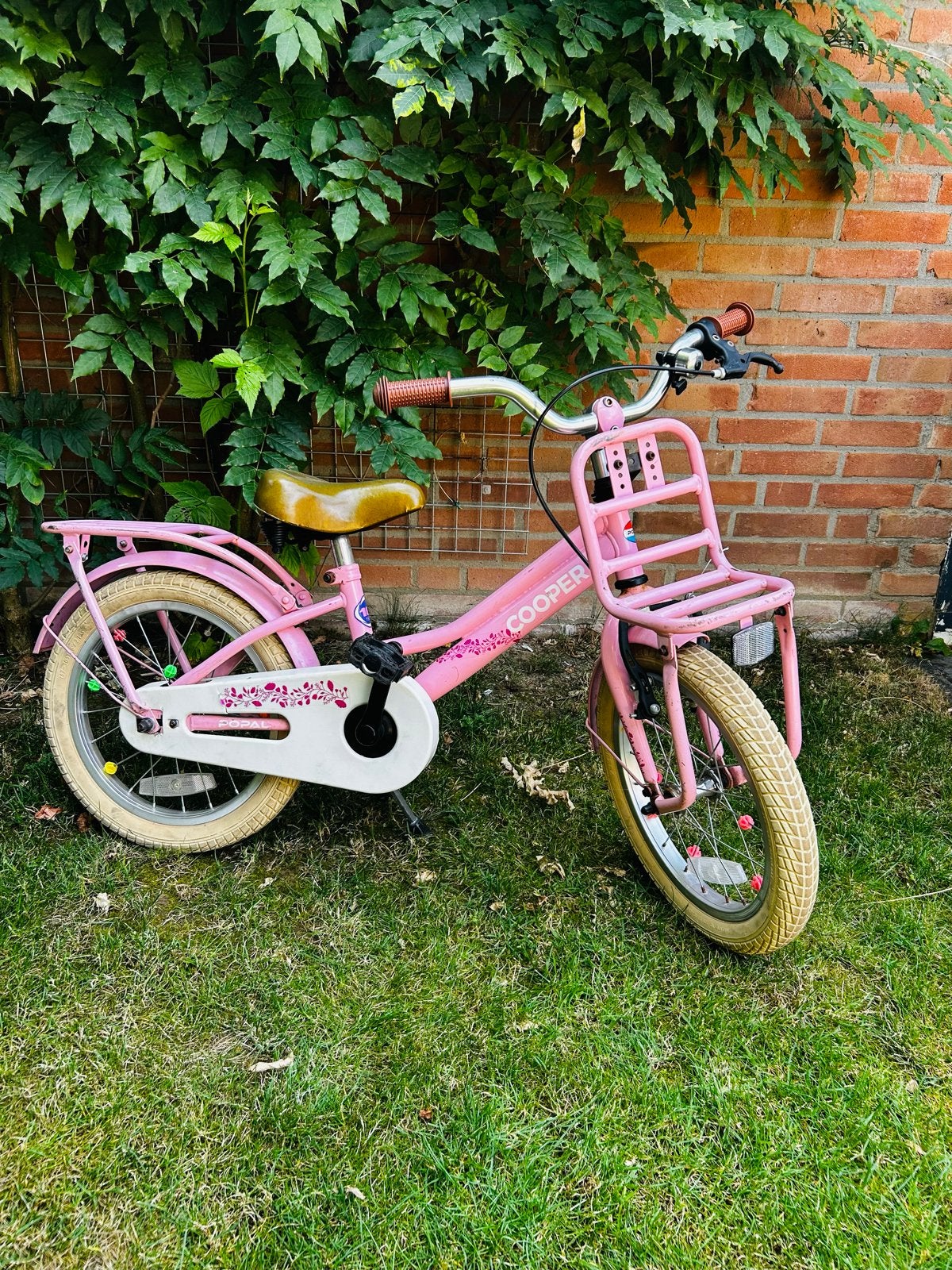 Popal Cooper Bamboo kinderfiets 16 inch roze, Ophalen, Gebruikt, Terugtraprem, 16 tot 20 inch