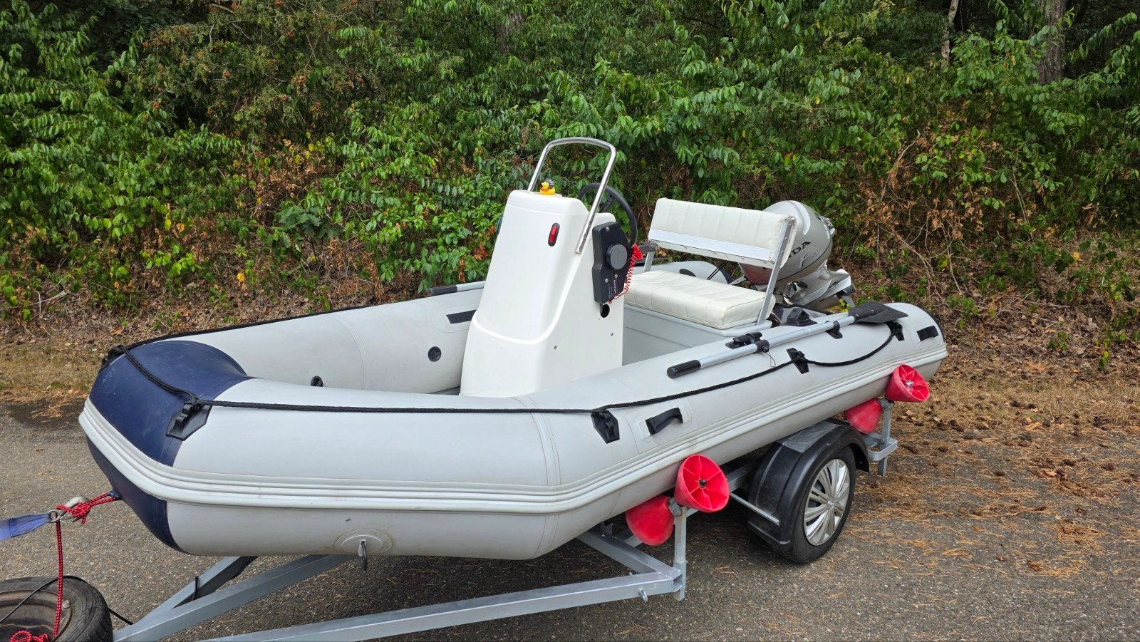 Zodiac 380 met Honda 8pk en trailer. Complete set vaarklaar., Watersport en Boten, Aluminium, Gebruikt, Inclusief motor, Ophalen