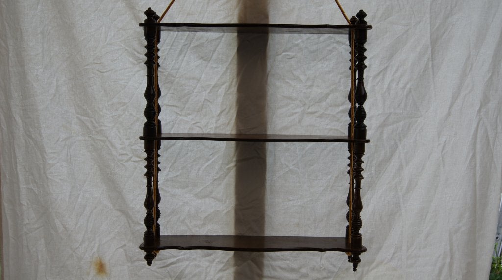 Antieke houten etagère met 2 planken, Rek/stellage, Gebruikt, Met ophangsysteem, Ophalen of Verzenden