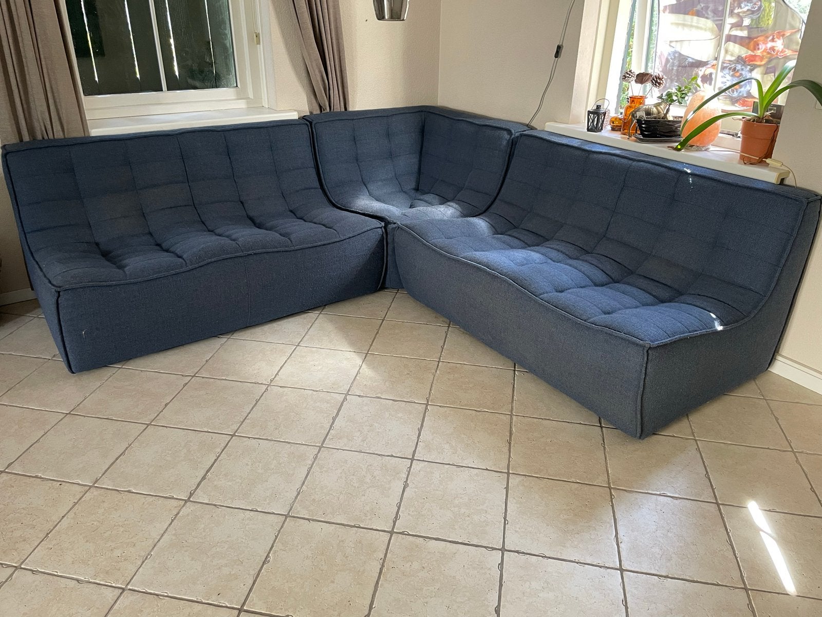 Ethnicraft zithoek - 2x 2-zits + hoek, Gebruikt, 100 tot 125 cm, Hoekbank, 300 cm of meer
