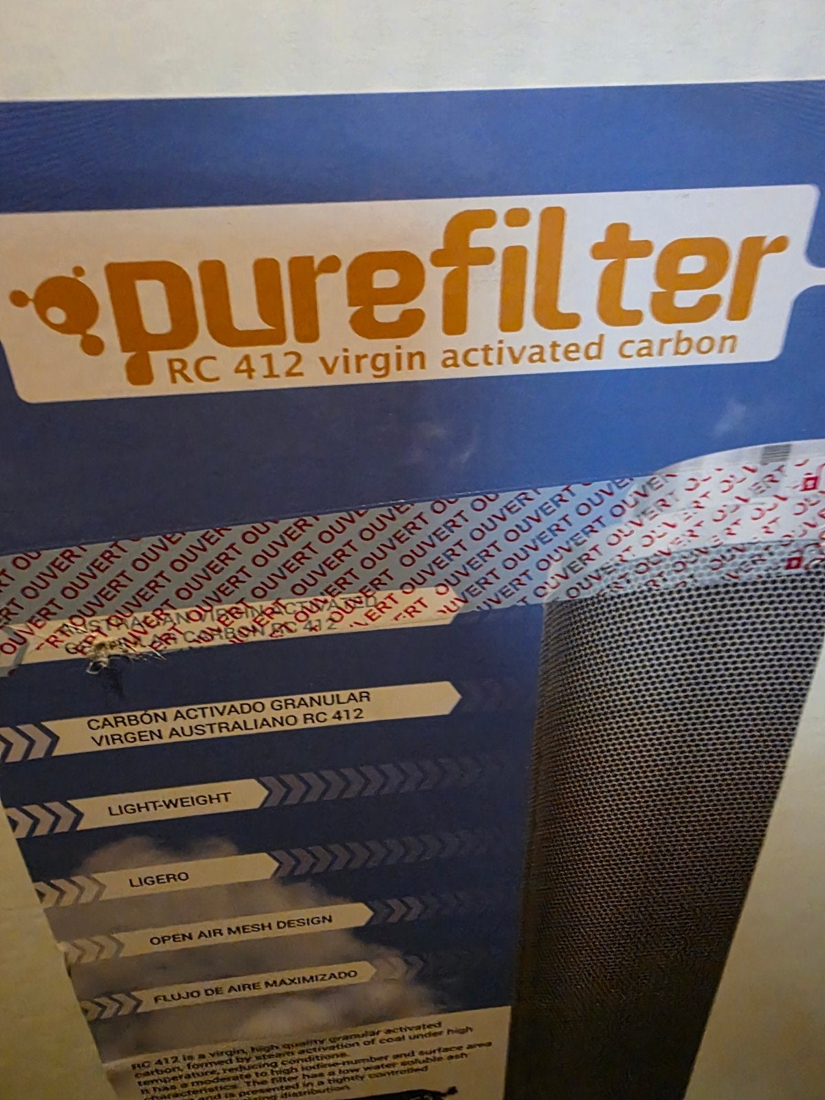 Pure Filter RC 412 Koolstoffilter filter 3250m2 100cm, Doe-het-zelf en Verbouw, Ventilatie en Afzuiging, Ophalen of Verzenden