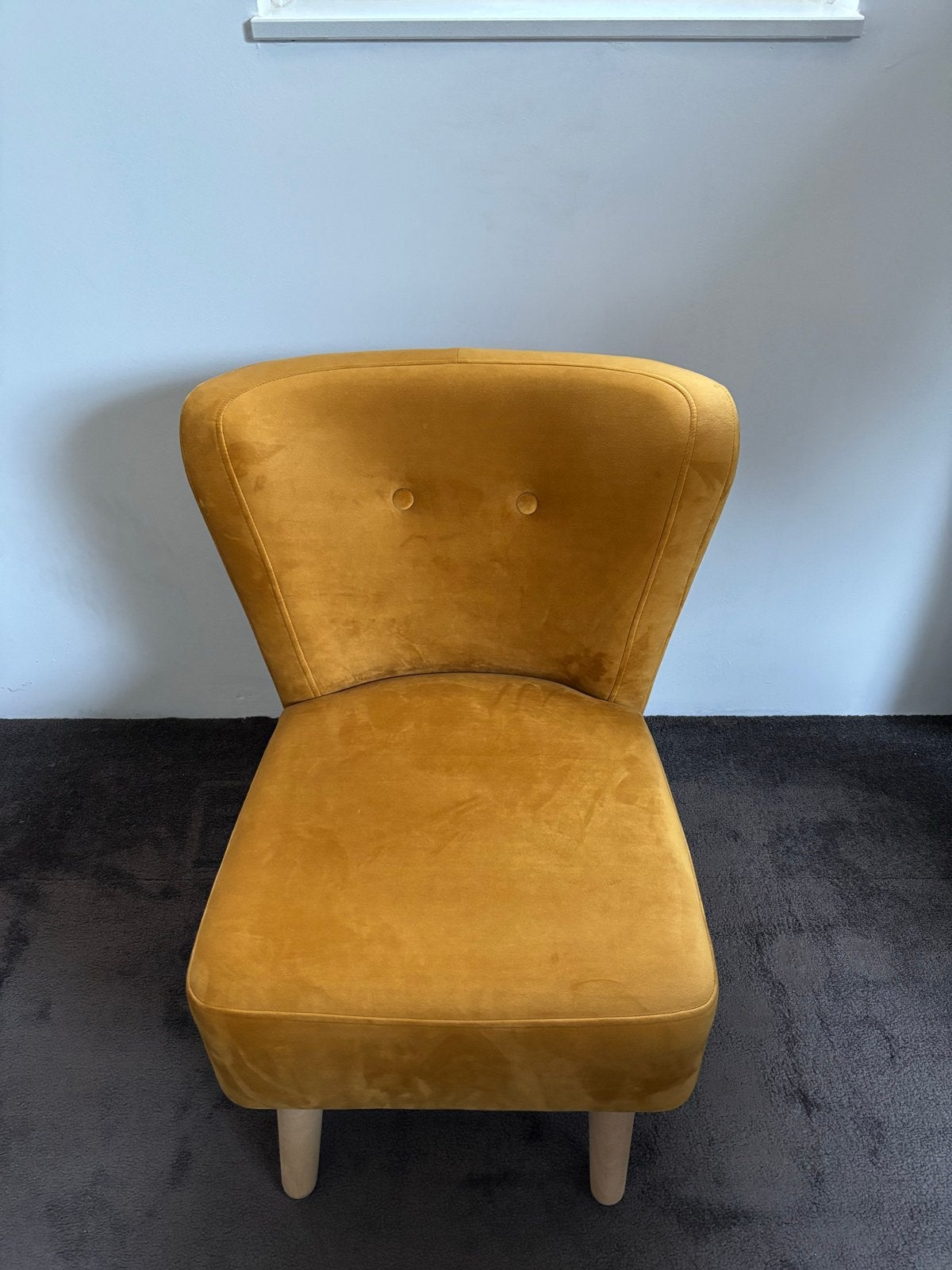Scandinavische Fauteuil Halmstad - Geel Velours, Ophalen, Minder dan 75 cm, Zo goed als nieuw, 75 tot 100 cm