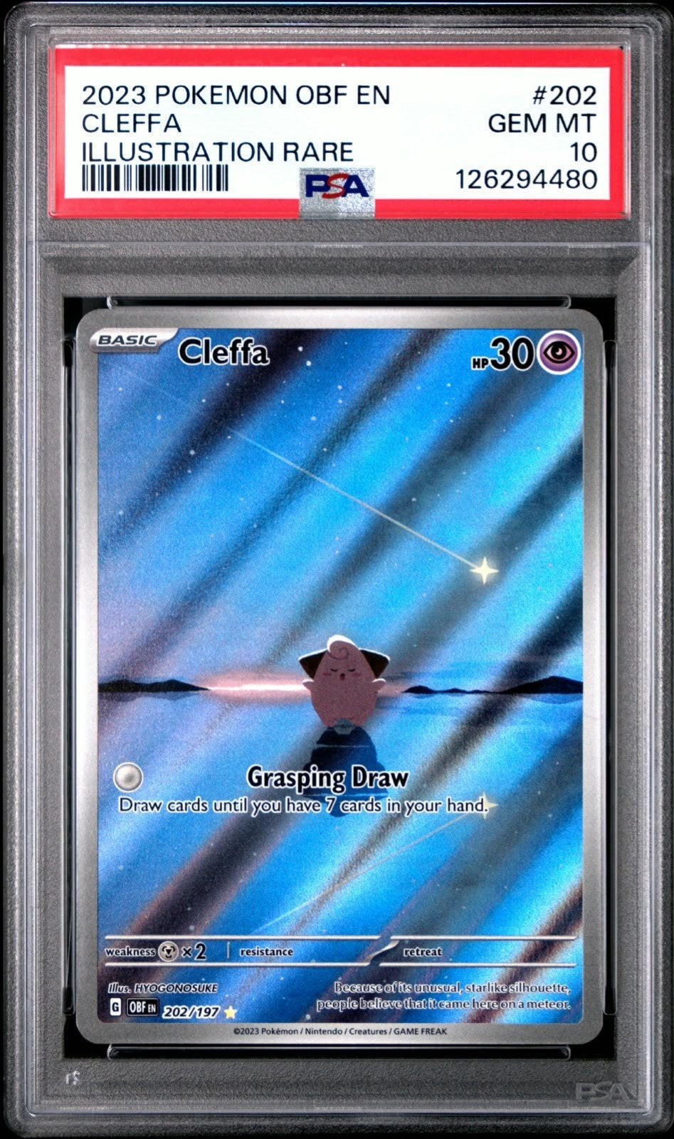 Cleffa PSA 10 GEM Mint obsidian flames #202, Ophalen of Verzenden, Nieuw, Losse kaart, Foil