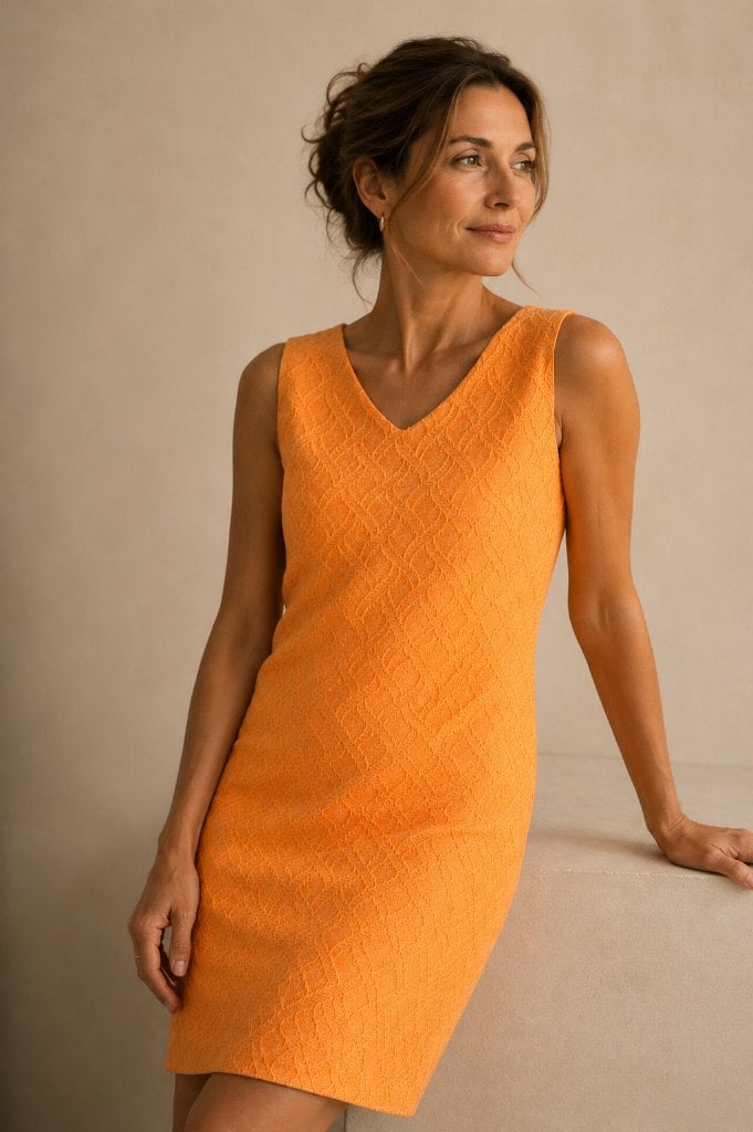 Oranje Natan Zomerjurk Belgian Designer Luxury Chic EU 38, Maat 38/40 (M), Verzenden, Oranje, Knielengte