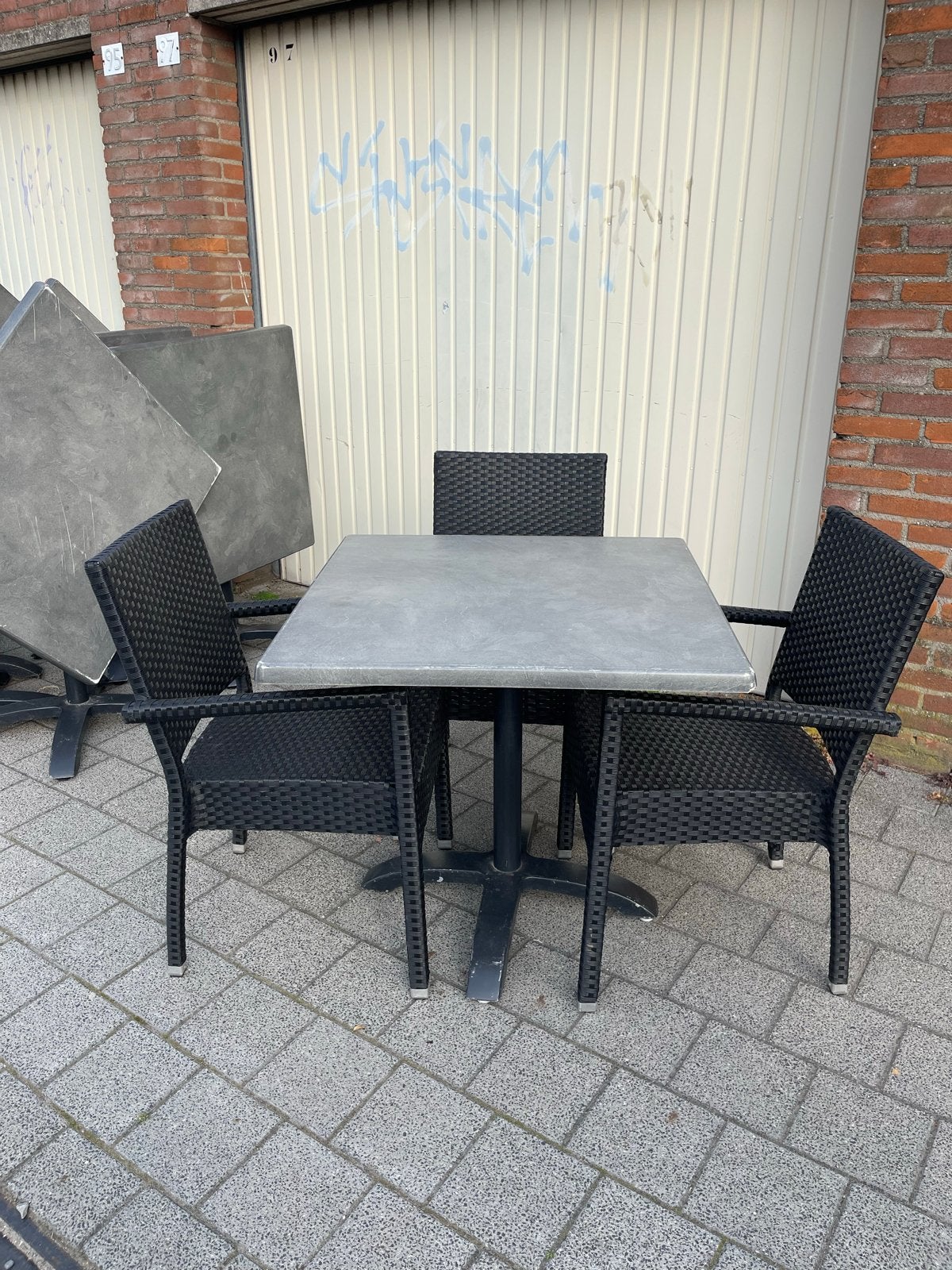 Terrasstoelen en -tafels voor horeca, Ophalen, Gebruikt, Vierkant, Wicker