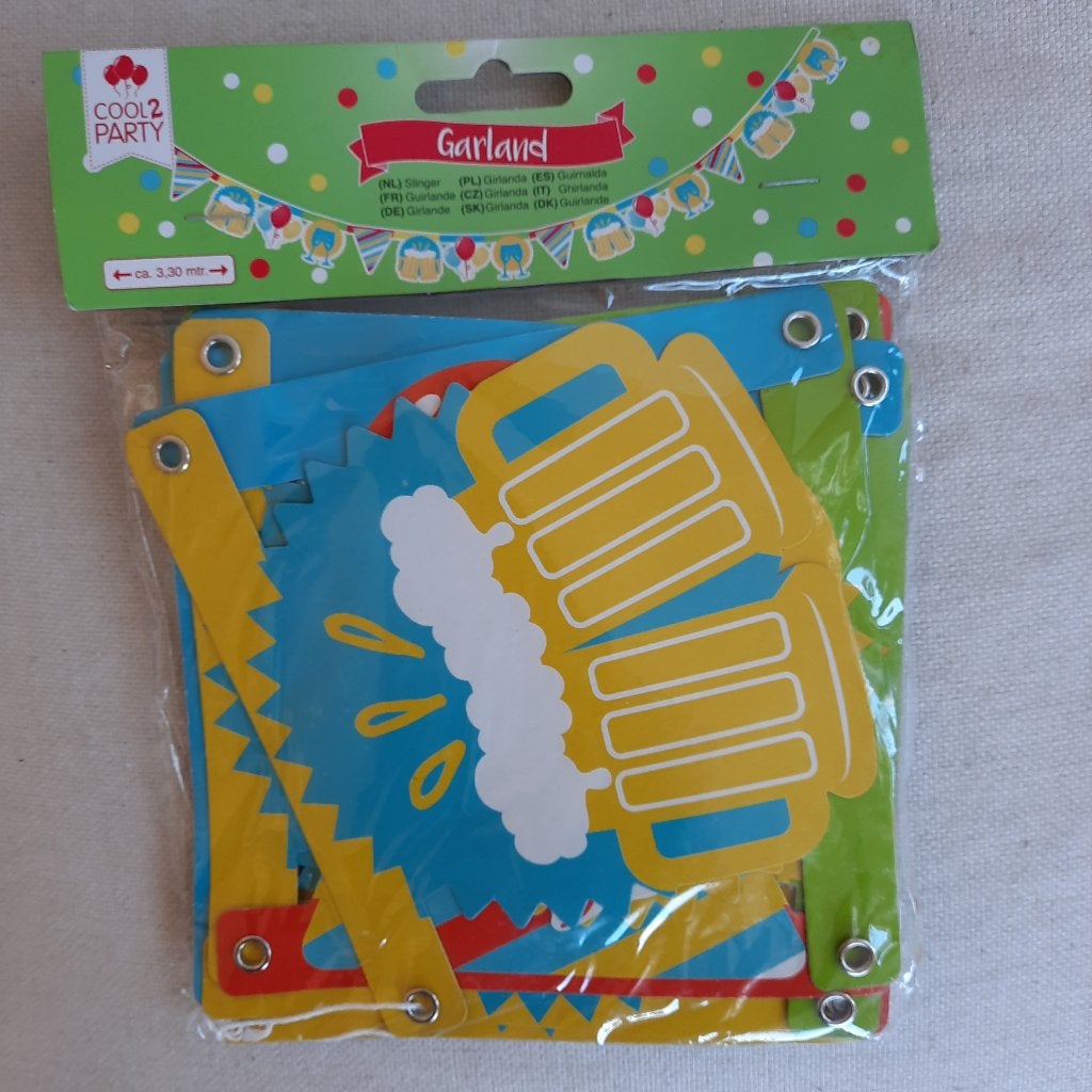 Cool2Party Garland bier slinger 3,30 m - nieuw -, Ophalen of Verzenden, Nieuw, Versiering, Verjaardag