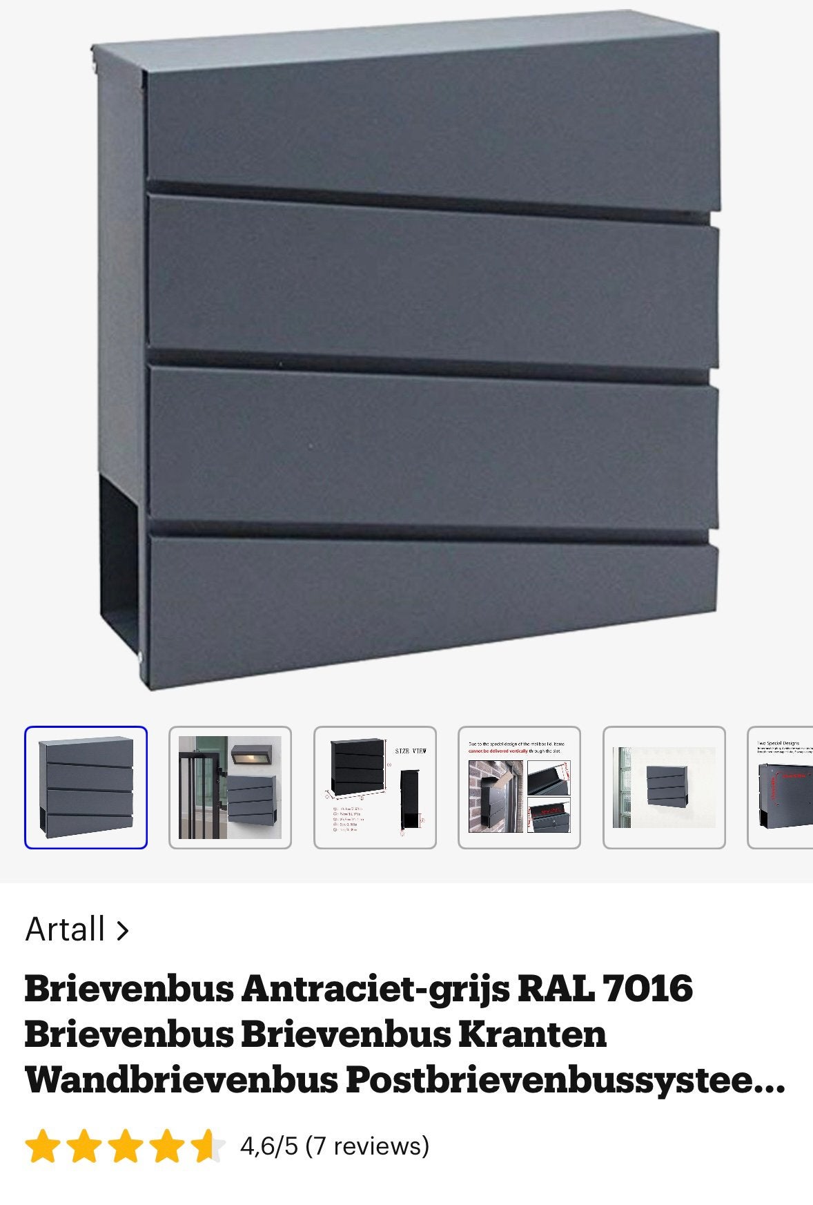 Brievenbus, Ophalen of Verzenden, Zo goed als nieuw, Aluminium