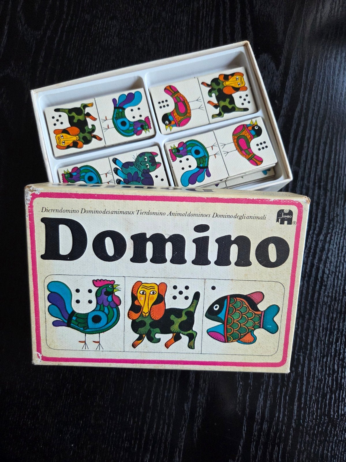 Vintage Jumbo Dieren Domino Spel - Compleet en Kleurrijk, Ophalen of Verzenden, Gebruikt