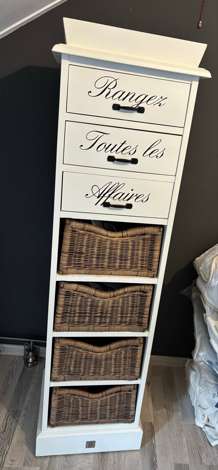 Riviera maison,  ladekast met rieten manden, Ophalen, Gebruikt
