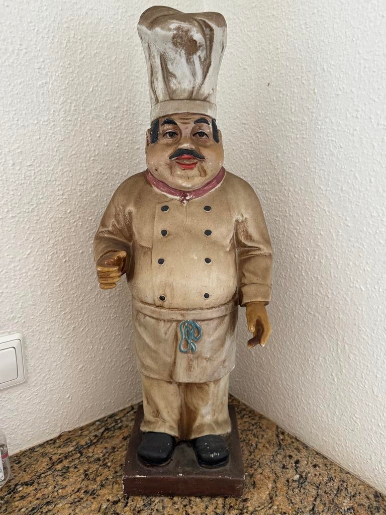 Grote vintage Italiaanse chef kok beeld, Verzamelen, Beelden en Beeldjes, Ophalen of Verzenden, Gebruikt, Mens