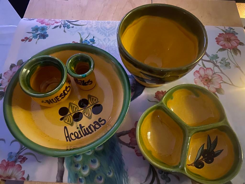 Vintage Spaanse Olijvenset - en Tapasschaal Set, Ophalen of Verzenden