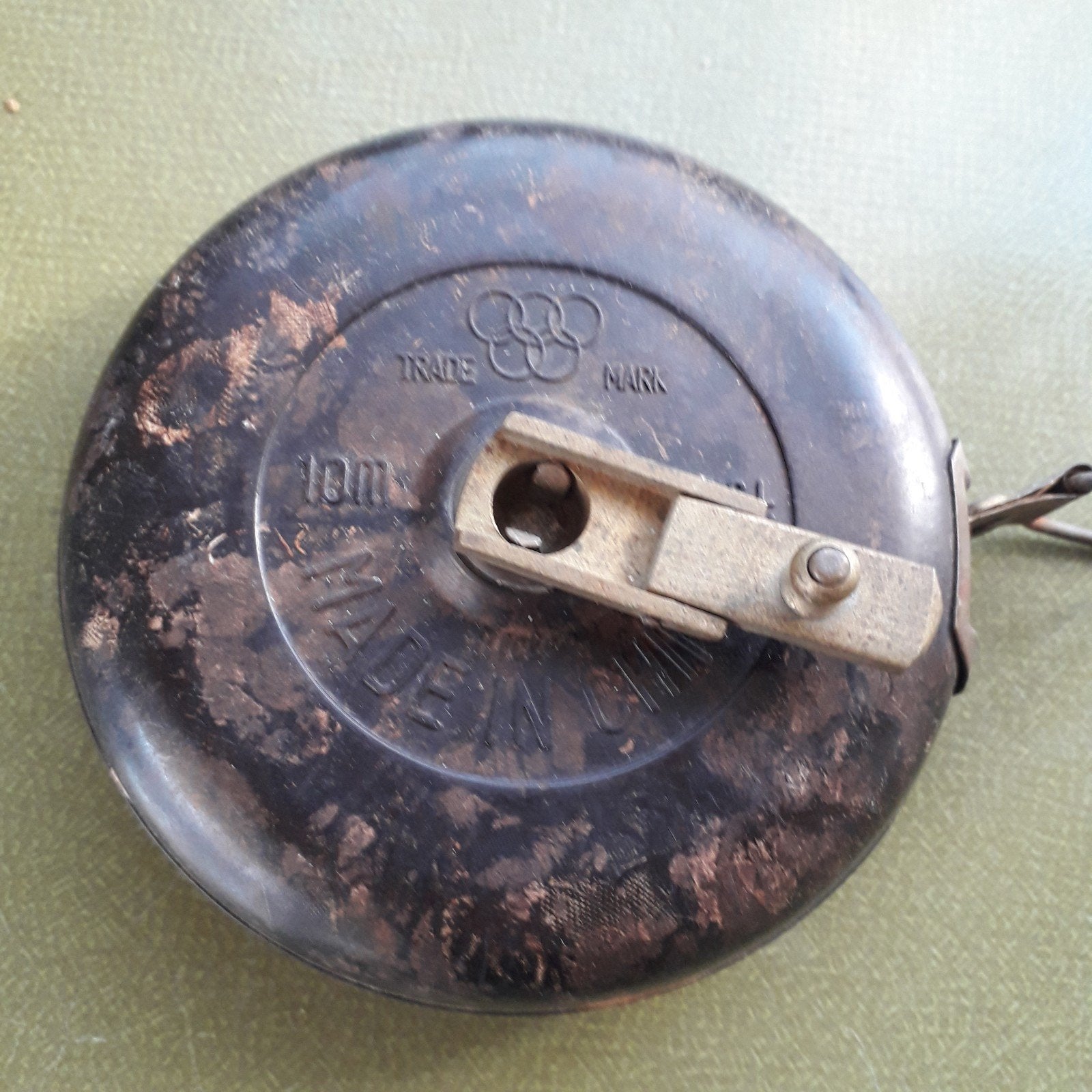 Antieke Bakelieten Meetlint Landmeter 10m/33ft - Made in Chi, Antiek en Kunst, Ophalen