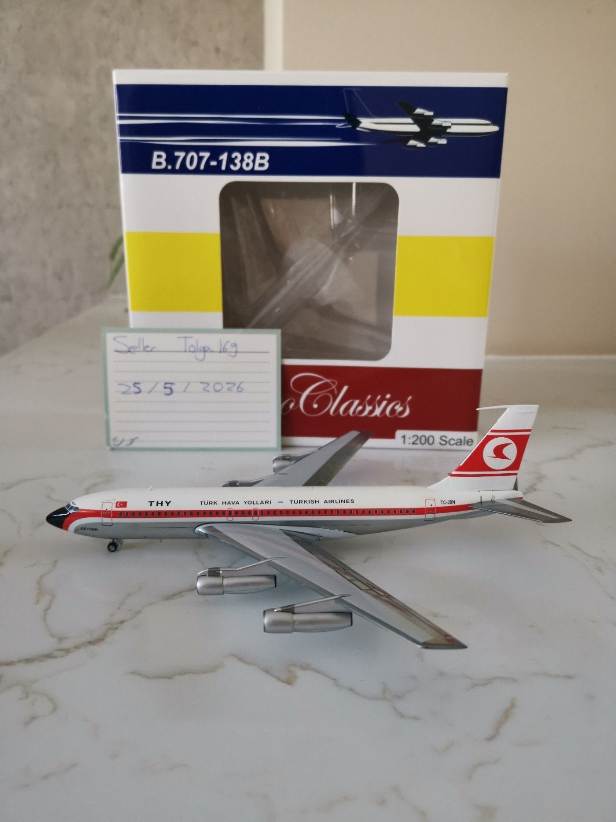 Turkish Airlines B707-100B Aeroclassics 1:200 Reg. TC-JBN, Overige merken, 1:200 of kleiner, Nieuw, Ophalen of Verzenden