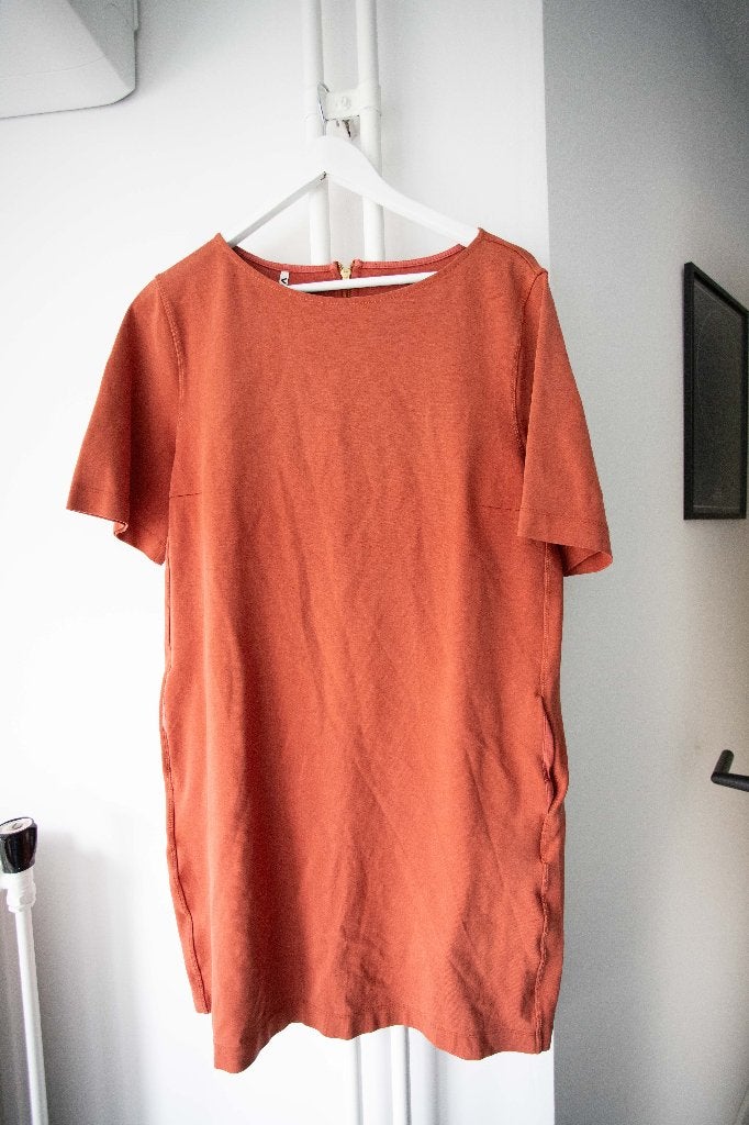 Roestbruine/oranje jurk Vanilia maat 42, Vanilia, Maat 42/44 (L), Oranje, Ophalen of Verzenden