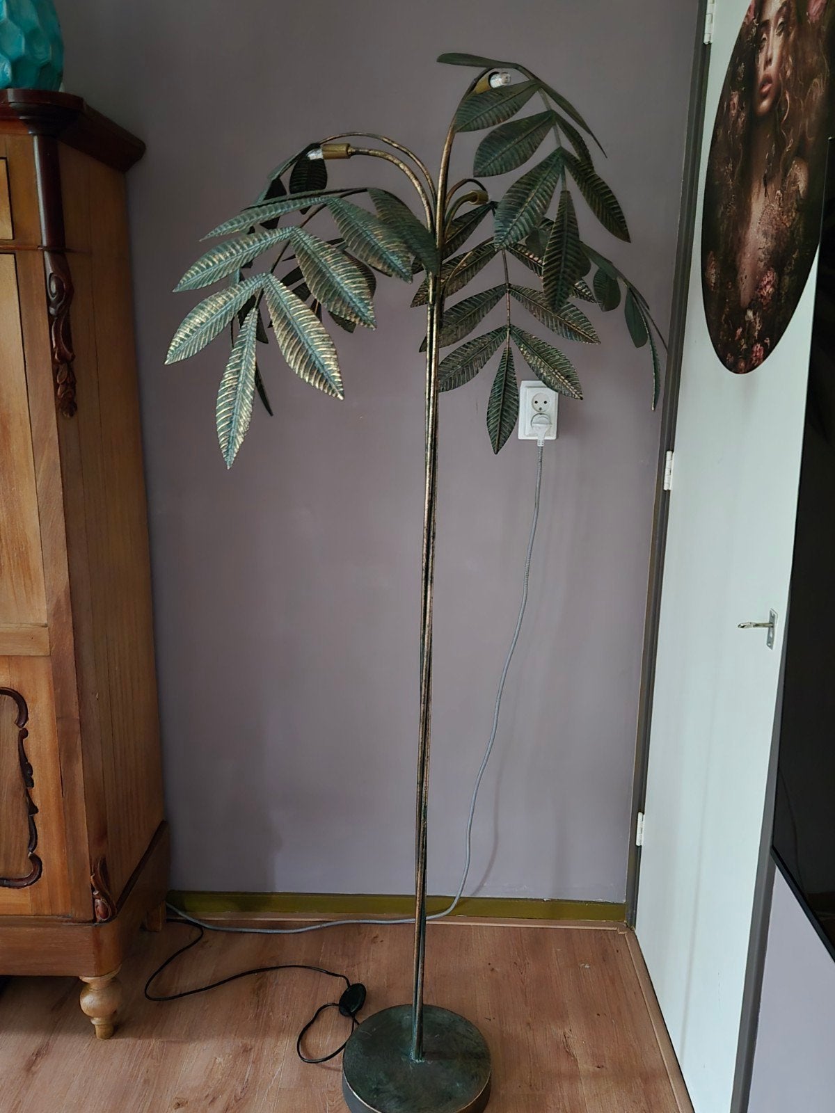 PTMD Vloerlamp met Bladeren - Zo goed als nieuw, Ophalen, Modern, Botanisch, Uniek, Zo goed als nieuw, Metaal