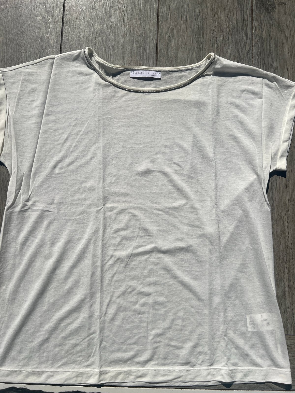 Fabiana Filippi T-shirt met korte mouwen, ecru, maat 42, Kleding | Dames, Wit, Maat 46/48 (XL) of groter, Ophalen of Verzenden