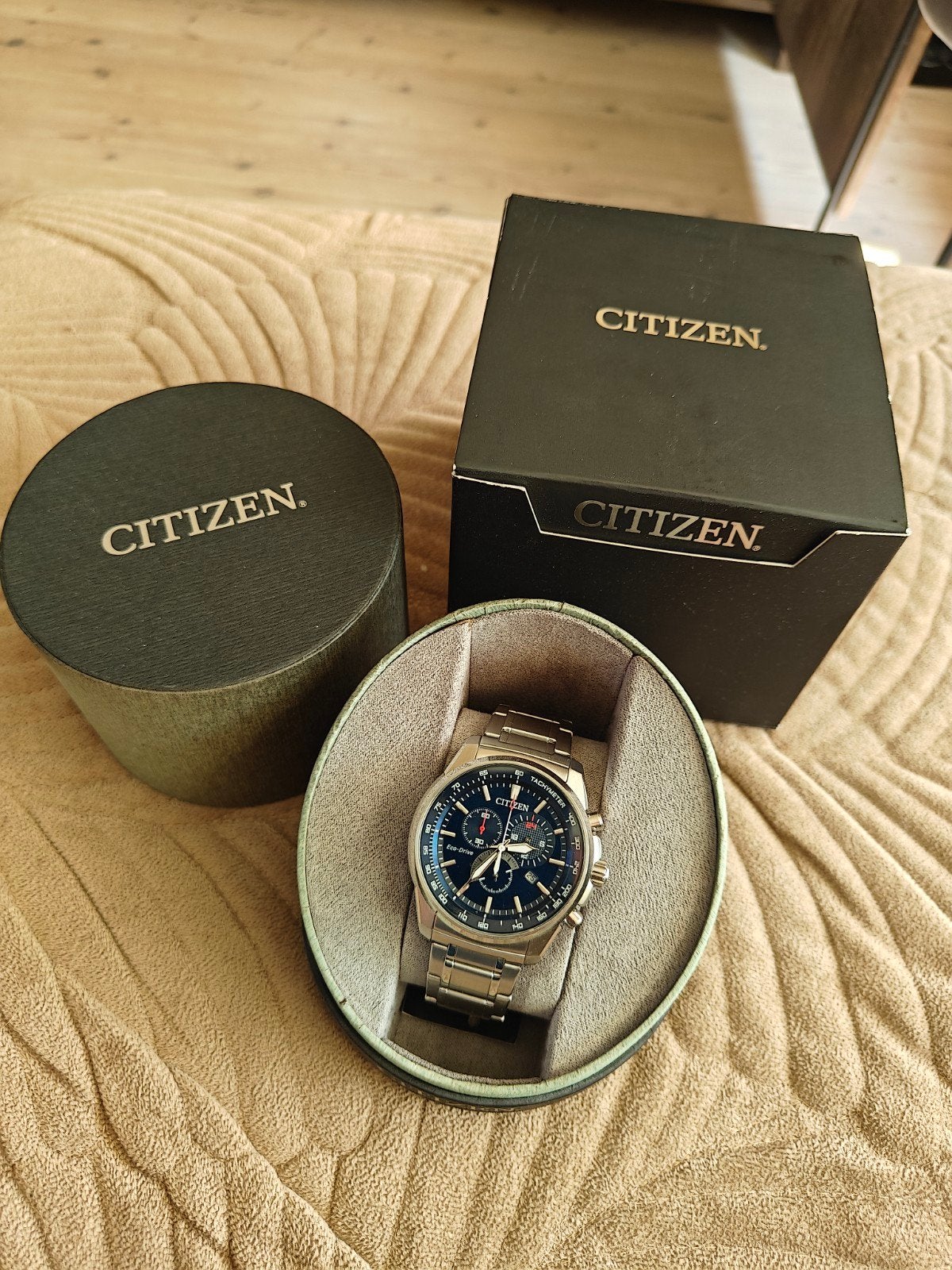 Citizen Eco-Drive Chronograaf horloge AT2370-55L, Staal, Staal, Ophalen of Verzenden, Zo goed als nieuw