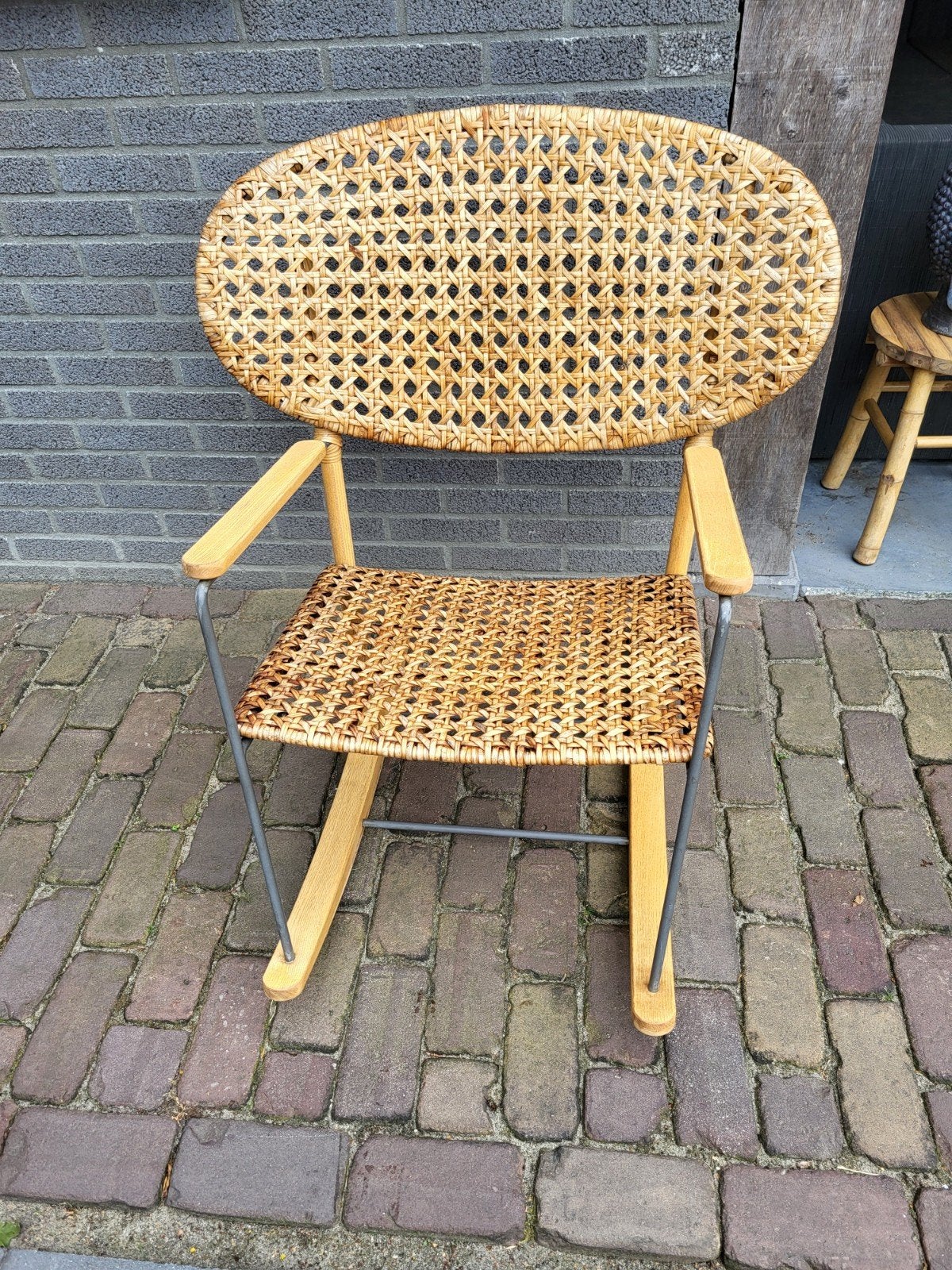 IKEA Grönadal schommelstoel, rotan en essenhout, Ophalen, Gebruikt, Overige kleuren, Hout