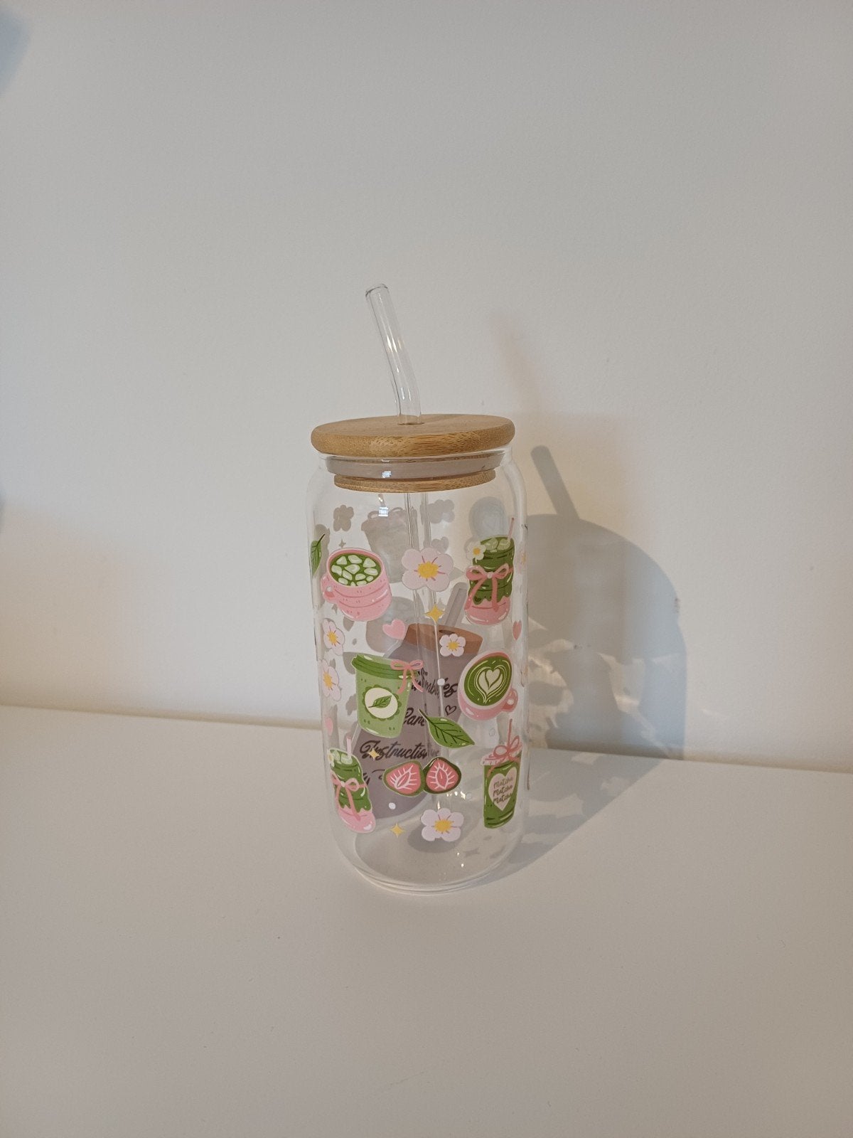 Aesthetic glazen matcha/ijskoffie beker, Verzamelen, Glas en Borrelglaasjes, Ophalen of Verzenden, Nieuw, Overige typen