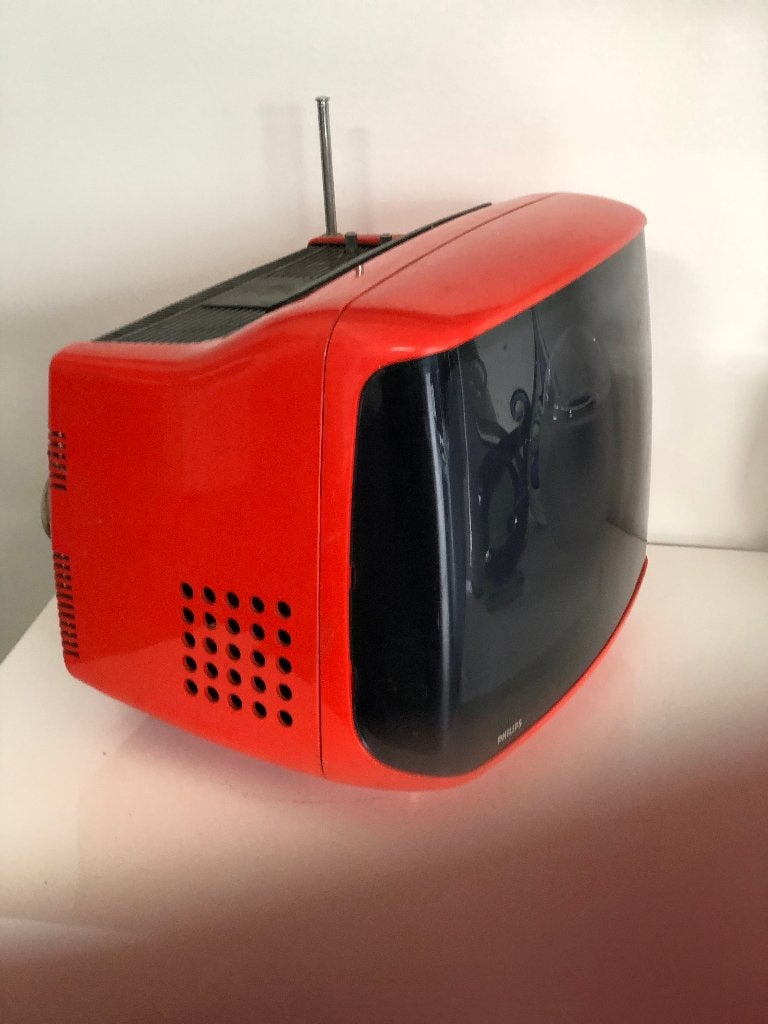 Vintage Philips Draagbare TV - Rood (Jaren '70)design, Ophalen of Verzenden
