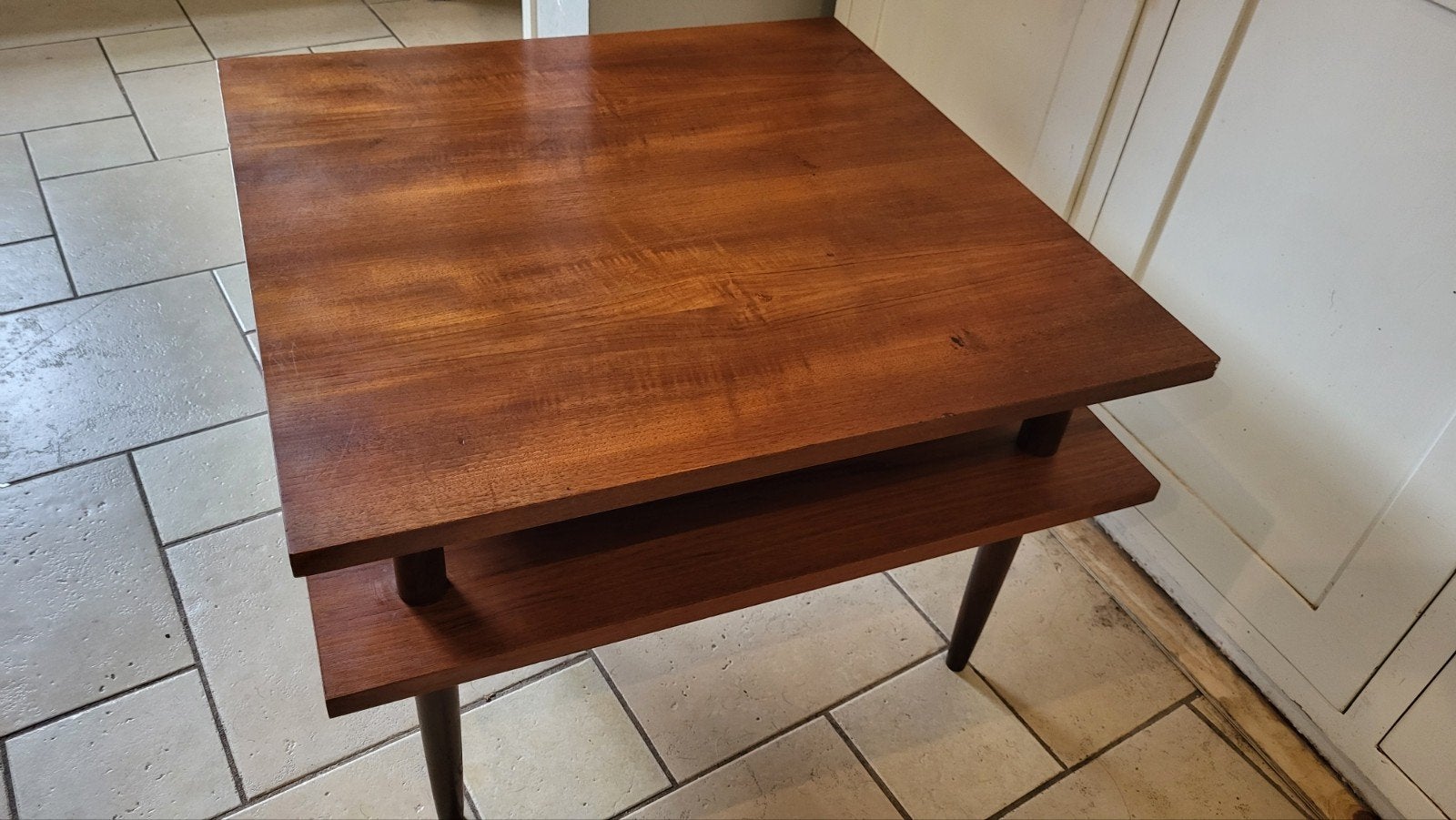 vintage teak houten Salontafel danish design met ruimte voor, Ophalen, Rechthoekig, 100 tot 150 cm, 50 tot 100 cm