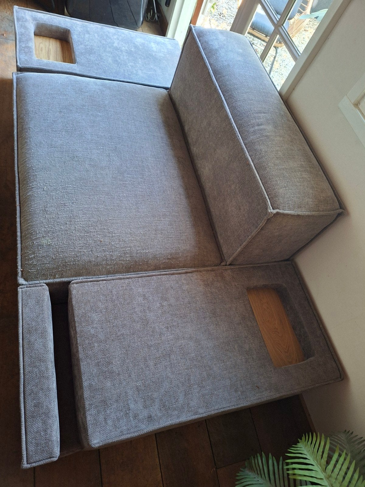 Modulaire bank - Grijs stoffen elementen, Eenpersoons, Modern, Modulair, 75 tot 100 cm, Ophalen of Verzenden