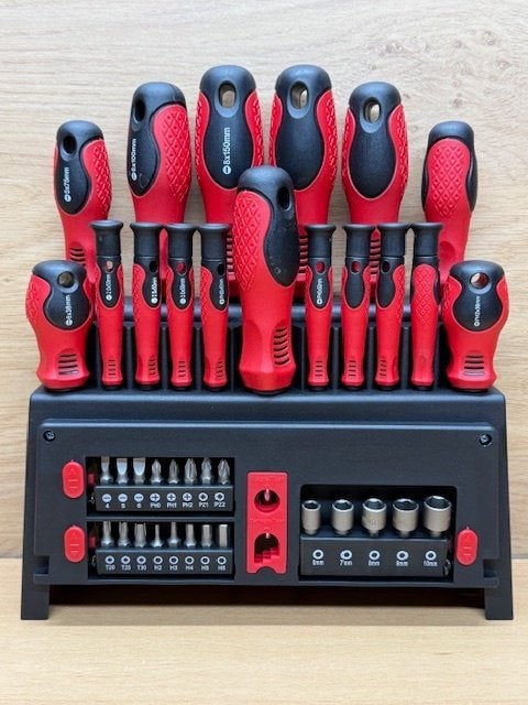 Schroevendraaier- bitsset in metalen rek 39 dlg., Eddiys, Espel, Nieuw, Info@eddiys.eu