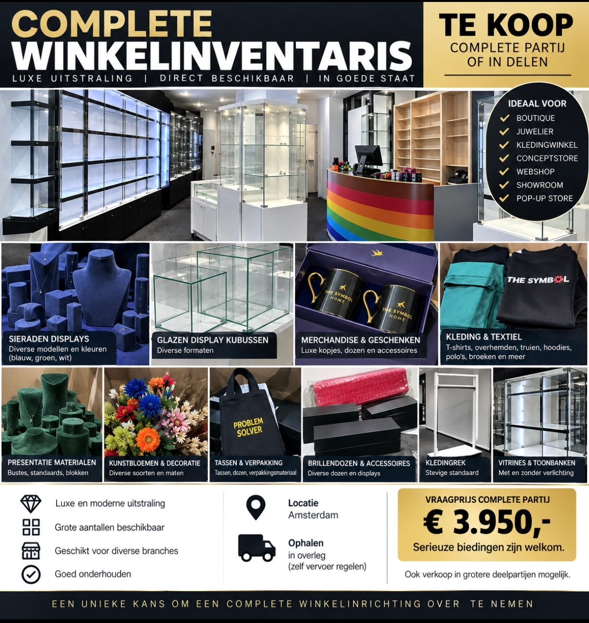 Complete Luxe Winkelinventaris - Ideaal voor diverse branche, Ophalen