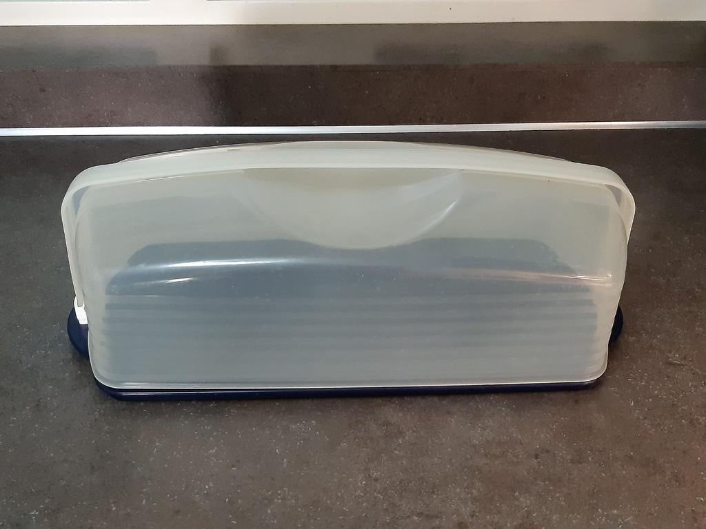 Tupperware cake/hapjes/serveer/party box blauw, Ophalen of Verzenden, Blauw, Schaal