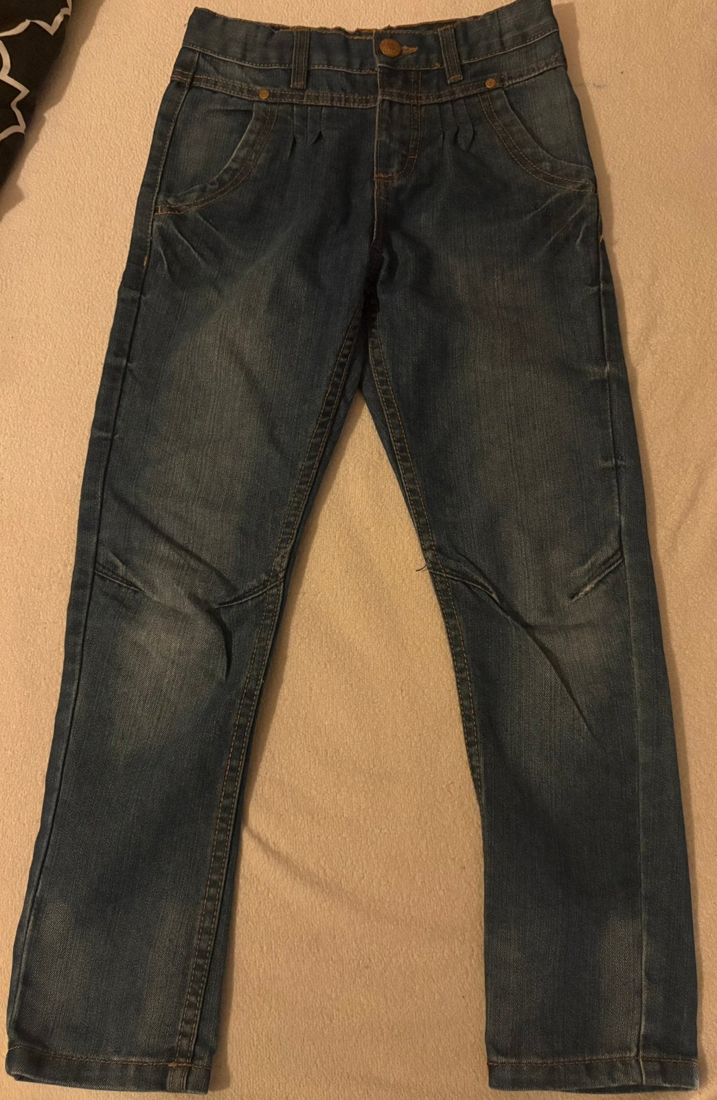 Donkerblauwe jeans, baggy model, meisje, maat 134 - Hema, Kinderen en Baby's, Ophalen of Verzenden, Zo goed als nieuw, Meisje