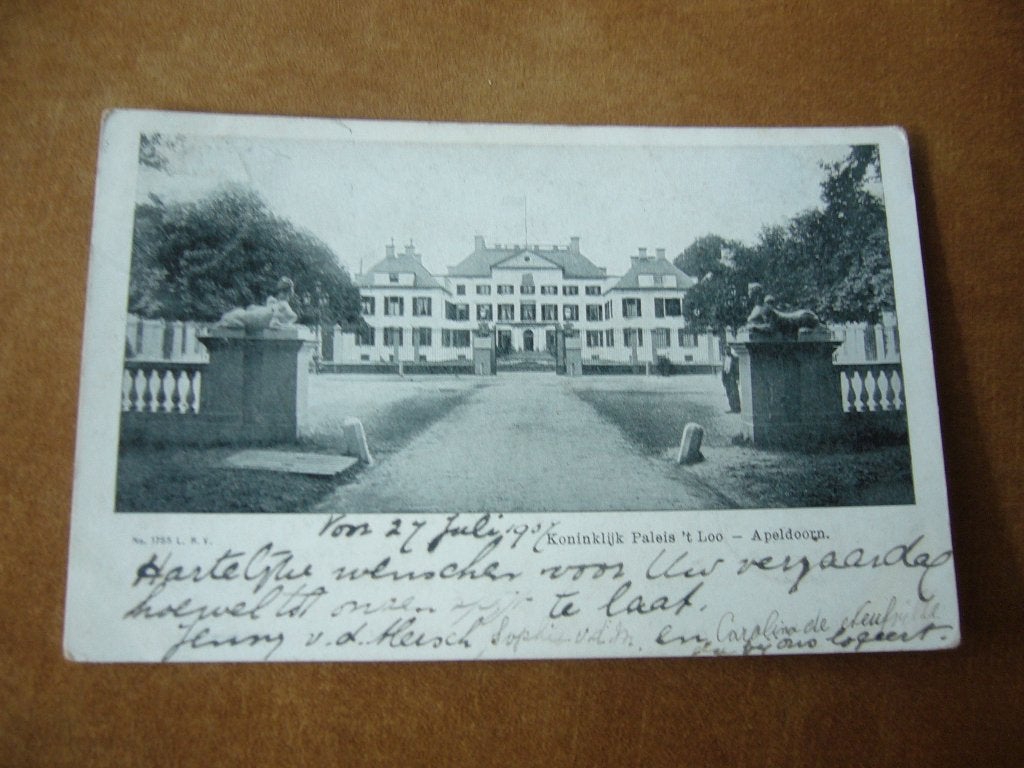 APELDOORN =  KONINKLIJK PALEIS T,LOO  BRIEFKAART 1907, Ophalen of Verzenden, Voor 1920, Gelopen, Gelderland