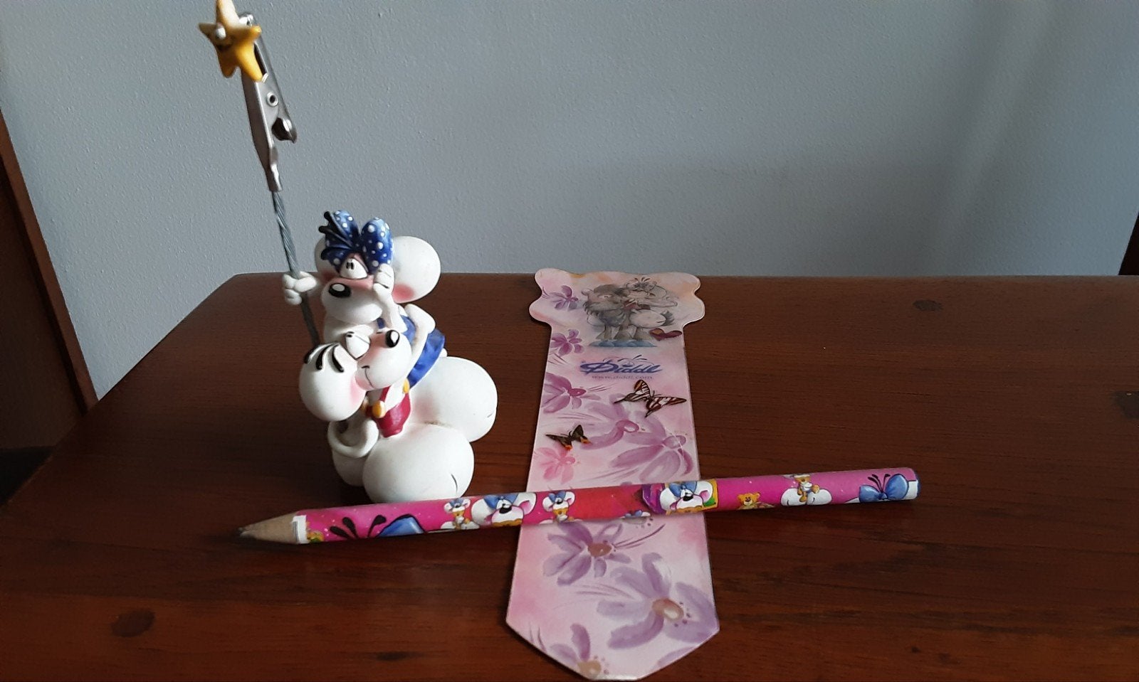 Diddl potlood boekenlegger beeldje - kaart / fotohouder, Ophalen of Verzenden, Diddl, Zo goed als nieuw, Beeldje of Figuurtje