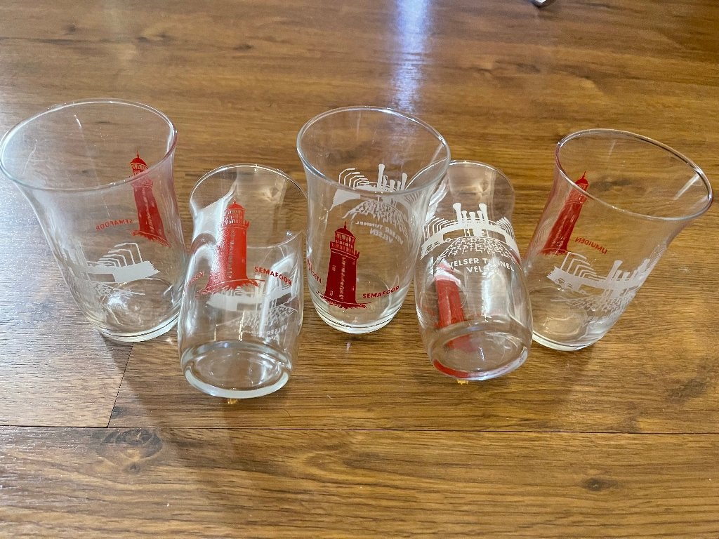 Glazen Velser tunnel & Semafoor IJmuiden, Ophalen of Verzenden, Zo goed als nieuw, Borrel- of Shotglas