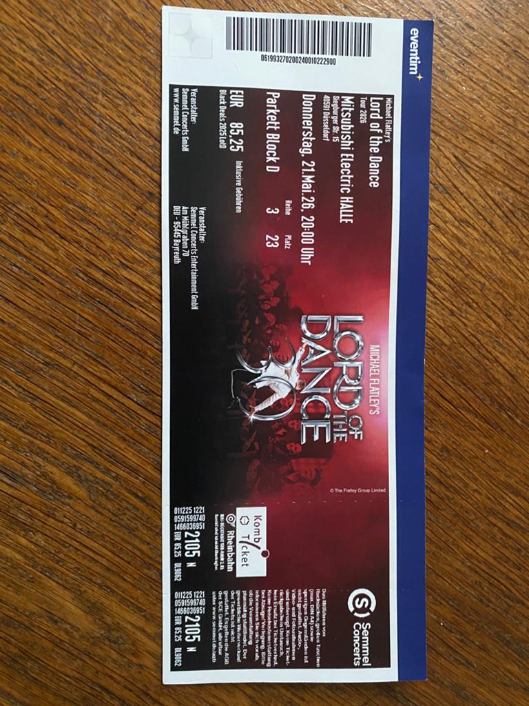 2 tickets voor lord of the dance, Twee personen, Mei