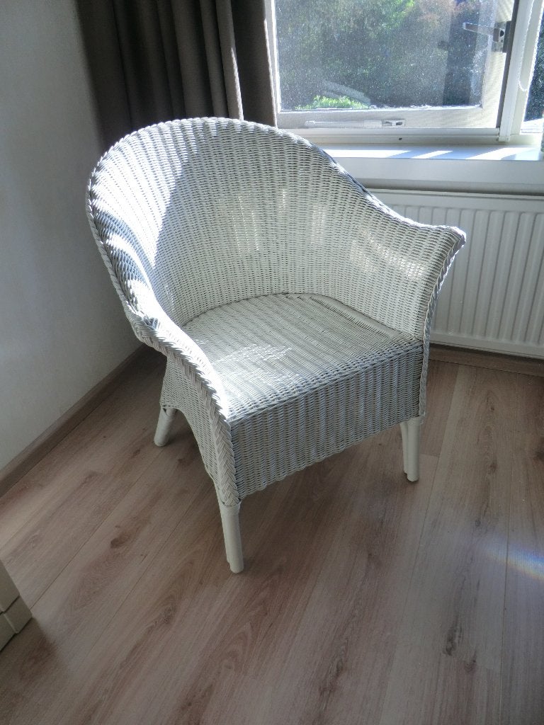 Rieten stoel, Huis en Inrichting, Stoelen, Ophalen, Gebruikt, Wit, Riet of Rotan
