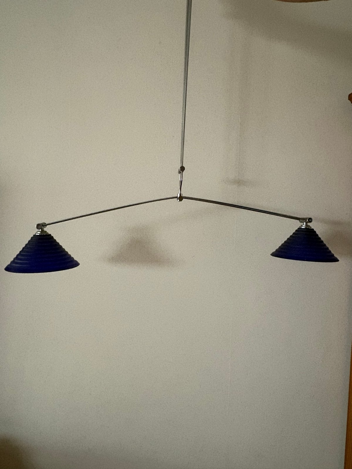 Vintage Ikea Färkstark Plafondlamp - Blauw Glas en Chroom, Ophalen, Gebruikt, Glas, Overige fittingen