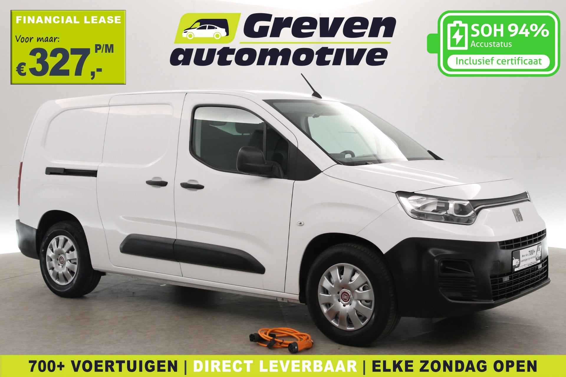 Peugeot e-Partner Fiat E-Doblò 136pk L2 50 kWh | Snelladen, Gebruikt, 900 min, Wit, 2 stoelen